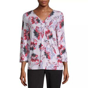 NWTS Liz Claiborne V Neck 3/4 Sleeve Knit Blouse Size XL